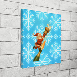 Холст квадратный Санта летит на пробке шампанского, цвет: 3D-принт — фото 2