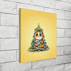 Холст квадратный Новогодний котик в гирлянде, цвет: 3D-принт — фото 2