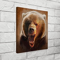 Холст квадратный Рык медведя, цвет: 3D-принт — фото 2