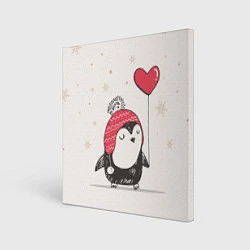 Холст квадратный Влюбленный пингвин, цвет: 3D-принт