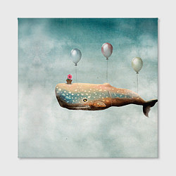 Холст квадратный Летящий кит, цвет: 3D-принт — фото 2