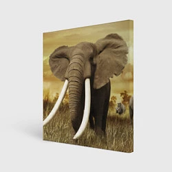 Холст квадратный Могучий слон, цвет: 3D-принт