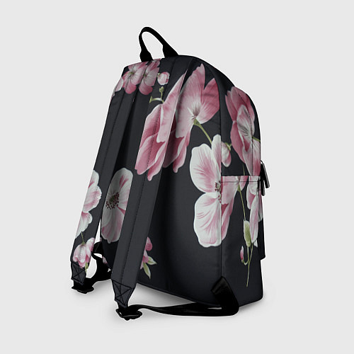 Рюкзак Цветы на черном фоне / 3D-принт – фото 2
