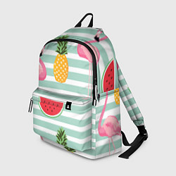Рюкзак Фламинго и фрукты, цвет: 3D-принт