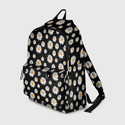 Рюкзак Ромашки на чёрном, цвет: 3D-принт