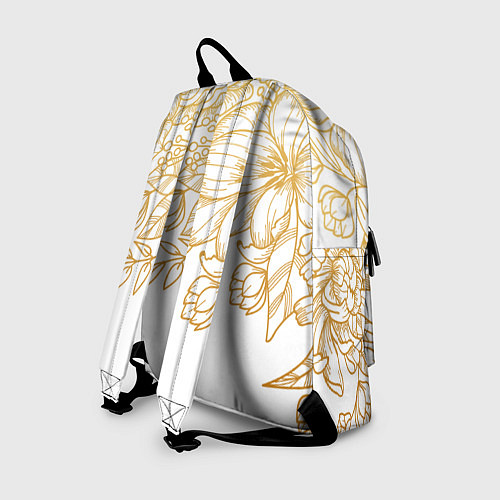 Рюкзак Золотые цветы на белом / 3D-принт – фото 2