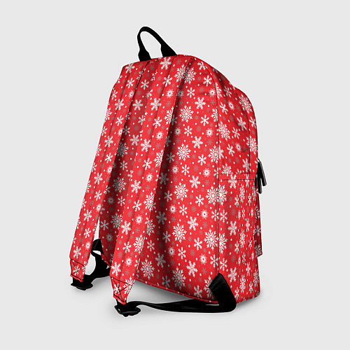 Рюкзак Снежинки красный фон / 3D-принт – фото 2