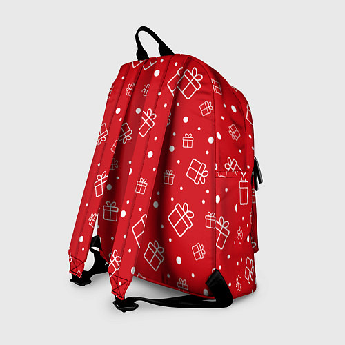 Рюкзак Новогодние подарки на красном фоне / 3D-принт – фото 2