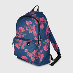 Рюкзак Веточки айвы с розовыми цветами на синем фоне