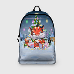 Рюкзак Тигр в гирлянде на фоне ёлки, цвет: 3D-принт — фото 2
