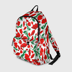 Рюкзак Цветы Красные Маки на белом фоне, цвет: 3D-принт