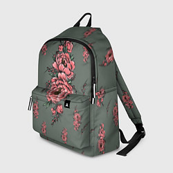 Рюкзак Нежные пионы на сером фоне, цвет: 3D-принт