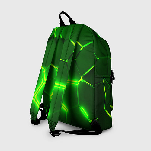 Рюкзак 3D ПЛИТЫ НЕОН NEON GREEN HEXAGON РАЗЛОМ / 3D-принт – фото 2