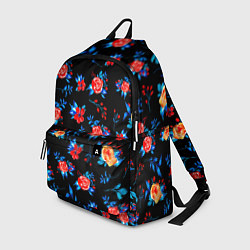 Рюкзак Яркие розы на черном фоне, цвет: 3D-принт