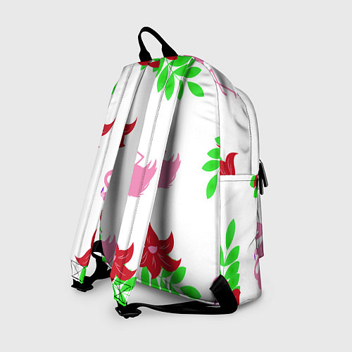 Рюкзак Розовый фламинго с цветами / 3D-принт – фото 2