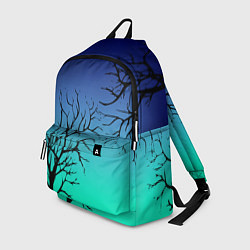 Рюкзак Черные абстрактные ветки деревьев на сине-зеленом