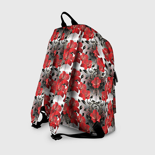 Рюкзак Красные абстрактные цветы / 3D-принт – фото 2