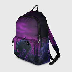 Рюкзак Ночное сияние в тёмном лесу - Фиолетовый, цвет: 3D-принт