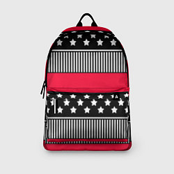 Рюкзак Red and black pattern with stripes and stars, цвет: 3D-принт — фото 2