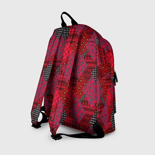 Рюкзак Красный лоскутный узор пэчворк / 3D-принт – фото 2