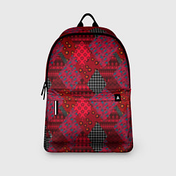 Рюкзак Красный лоскутный узор пэчворк, цвет: 3D-принт — фото 2