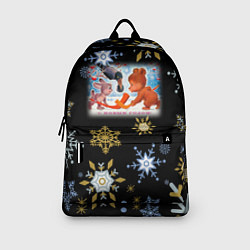 Рюкзак Новый год мишка и зайчик играют в хоккей, цвет: 3D-принт — фото 2