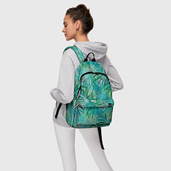 Рюкзак Тропические листья на зеленом фоне, цвет: 3D-принт — фото 2