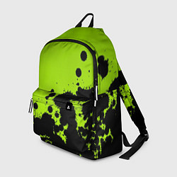 Рюкзак Чёрные кляксы на зелёном фоне, цвет: 3D-принт