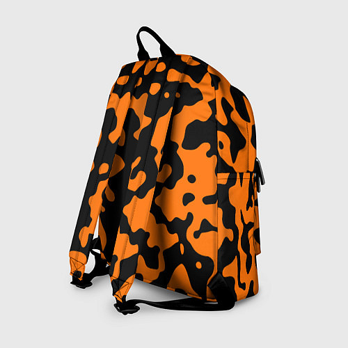 Рюкзак Чёрные абстрактные пятна на оранжевом фоне / 3D-принт – фото 2
