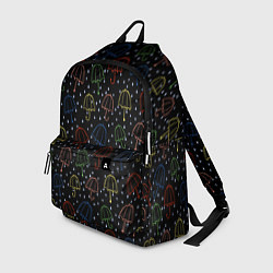 Рюкзак Цветные зонтики на чёрном фоне, цвет: 3D-принт