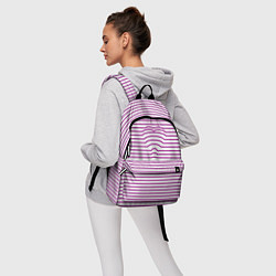 Рюкзак Полосатый паттерн бело-розового цвета, цвет: 3D-принт — фото 2