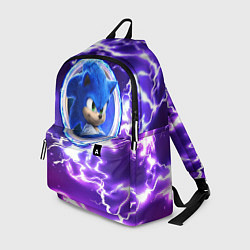 Рюкзак Соник в круге на фоне молний, цвет: 3D-принт