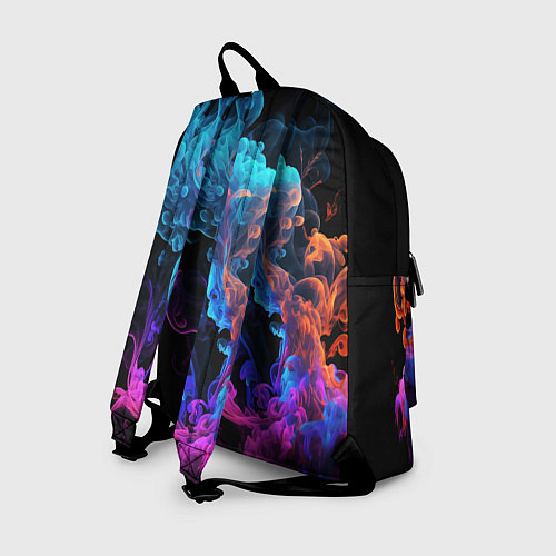 Рюкзак Неоновый цветной дым на черном фоне / 3D-принт – фото 2