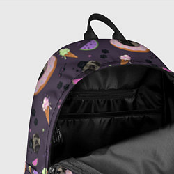 Рюкзак Паттерн с мопсами и едой, цвет: 3D-принт — фото 2