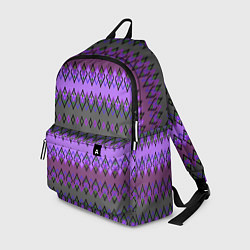 Рюкзак Серо-фиолетовый этнический геометрический узор, цвет: 3D-принт