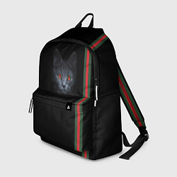 Рюкзак Кот Гуччи на черном фоне, цвет: 3D-принт