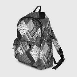 Рюкзак Черно белый лоскутный узор, цвет: 3D-принт
