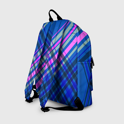 Рюкзак Синий ассиметричный узор с розовыми косыми полосам / 3D-принт – фото 2