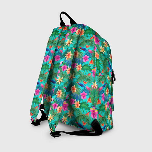 Рюкзак Разные цветочки на зеленом фоне / 3D-принт – фото 2