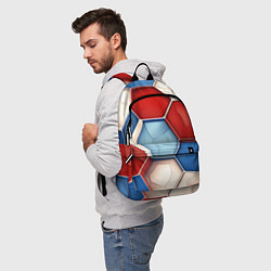 Рюкзак Большие белые синие красные плиты, цвет: 3D-принт — фото 2