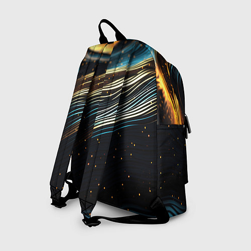 Рюкзак Золотые волны на черном фоне / 3D-принт – фото 2