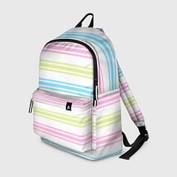Рюкзак Розовые и бирюзовые полосы на белом, цвет: 3D-принт