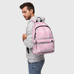 Рюкзак Розовое кружево сердечки, цвет: 3D-принт — фото 2
