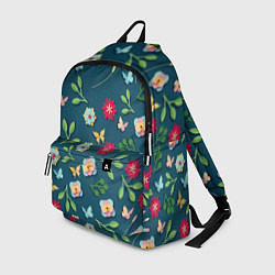 Рюкзак Цветы и разноцветные бабочки, цвет: 3D-принт