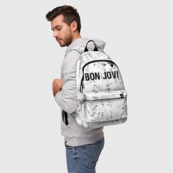 Рюкзак Bon Jovi glitch на светлом фоне: символ сверху, цвет: 3D-принт — фото 2