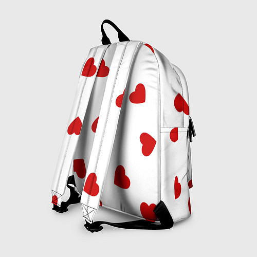 Рюкзак Красные сердечки на белом / 3D-принт – фото 2
