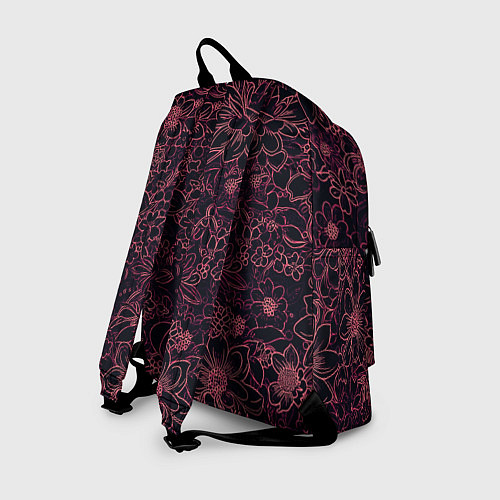 Рюкзак Цветочная тёмно-красный / 3D-принт – фото 2