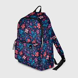 Рюкзак Цветочный паттерн в синих и сиреневых тонах, цвет: 3D-принт