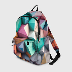 Рюкзак Полигональные объемные кубы и тетраэдры в пастельн, цвет: 3D-принт