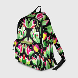 Рюкзак Зеркальный паттерн из тюльпанов - мода, цвет: 3D-принт